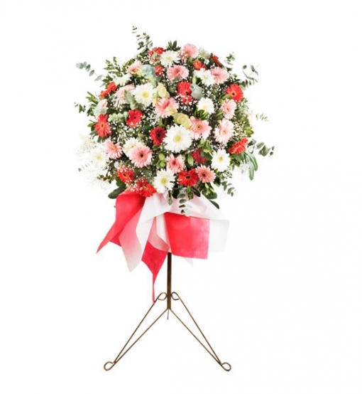 Kırmızı, Pembe ve Beyaz Gerbera Ayaklı Ferforje 
