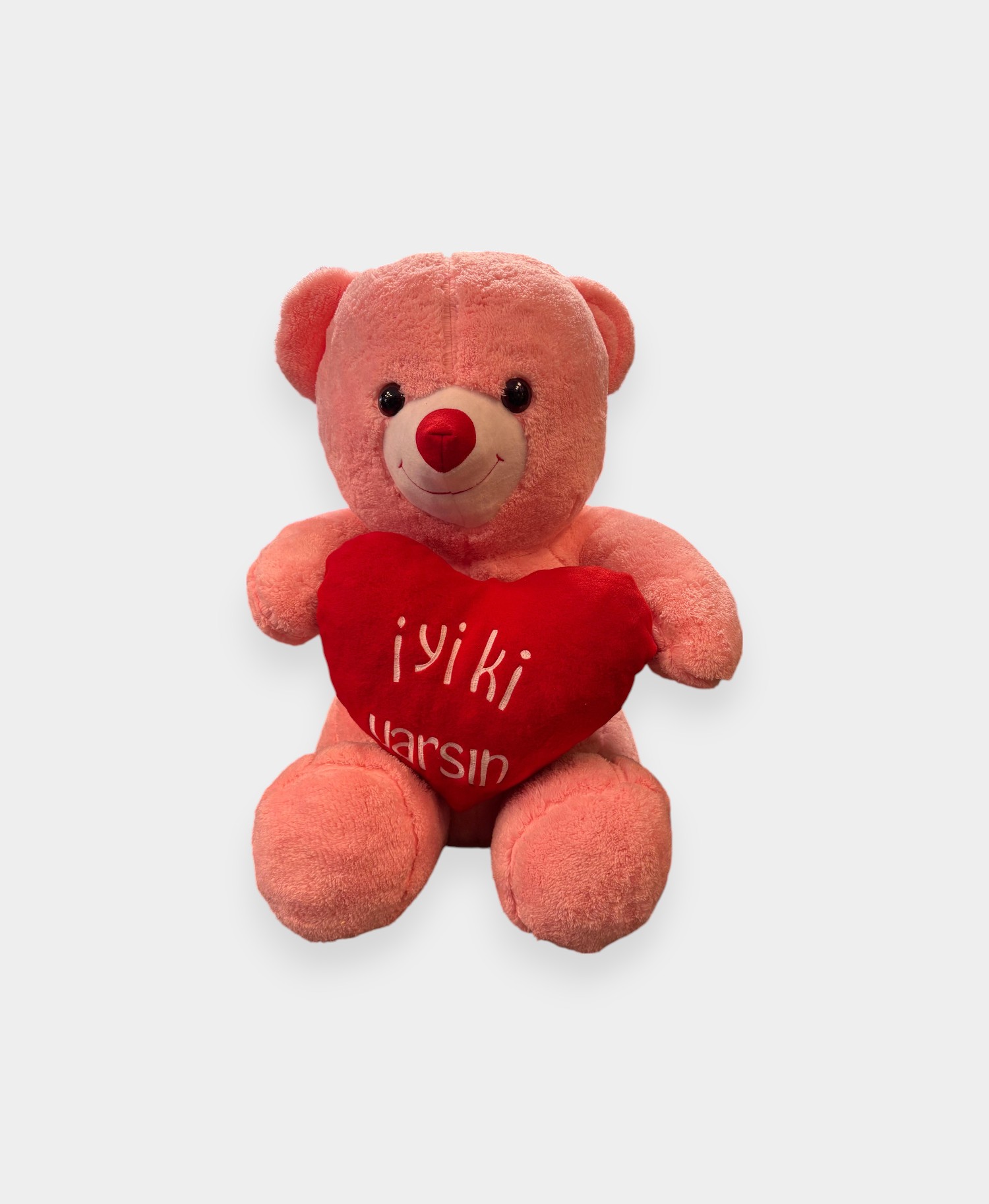 İyi Ki Varsın Kalpli Pembe Peluş Ayıcık