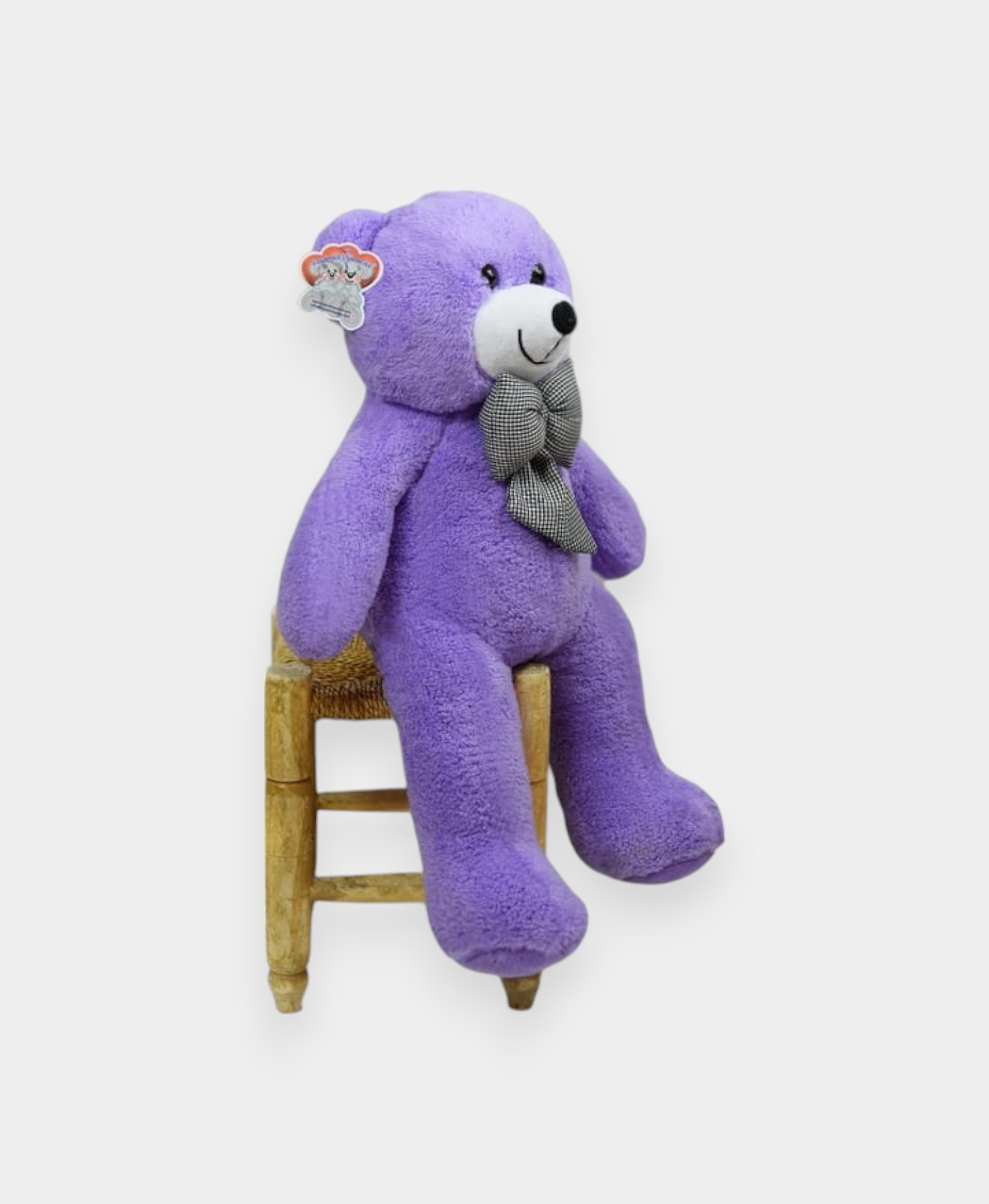 80 cm Mor  Peluş Ayıcık  Papyonlu Yumuşak Oyuncak Ayı 